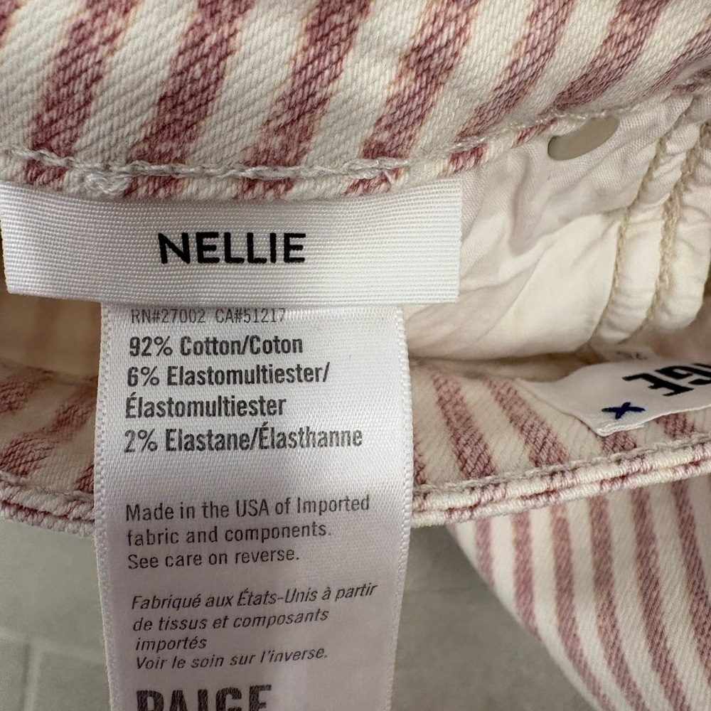 Paige Nellie Culotte Cropped Wide Leg Jeans in Blossom Pink Stripe Size 25 - Picture 4 of 8